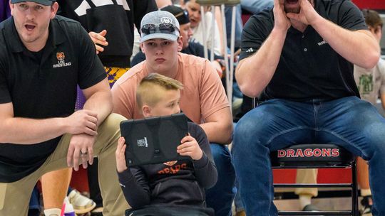 Laurel-Concord-Coleridge wrestling coaches and helpers Travis Wright