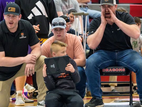 Laurel-Concord-Coleridge wrestling coaches and helpers Travis Wright