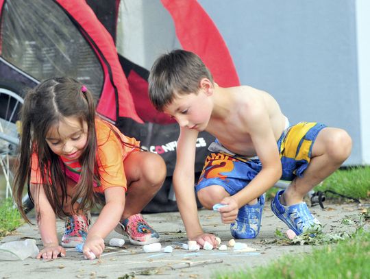 Sibling Sidewalk Fun