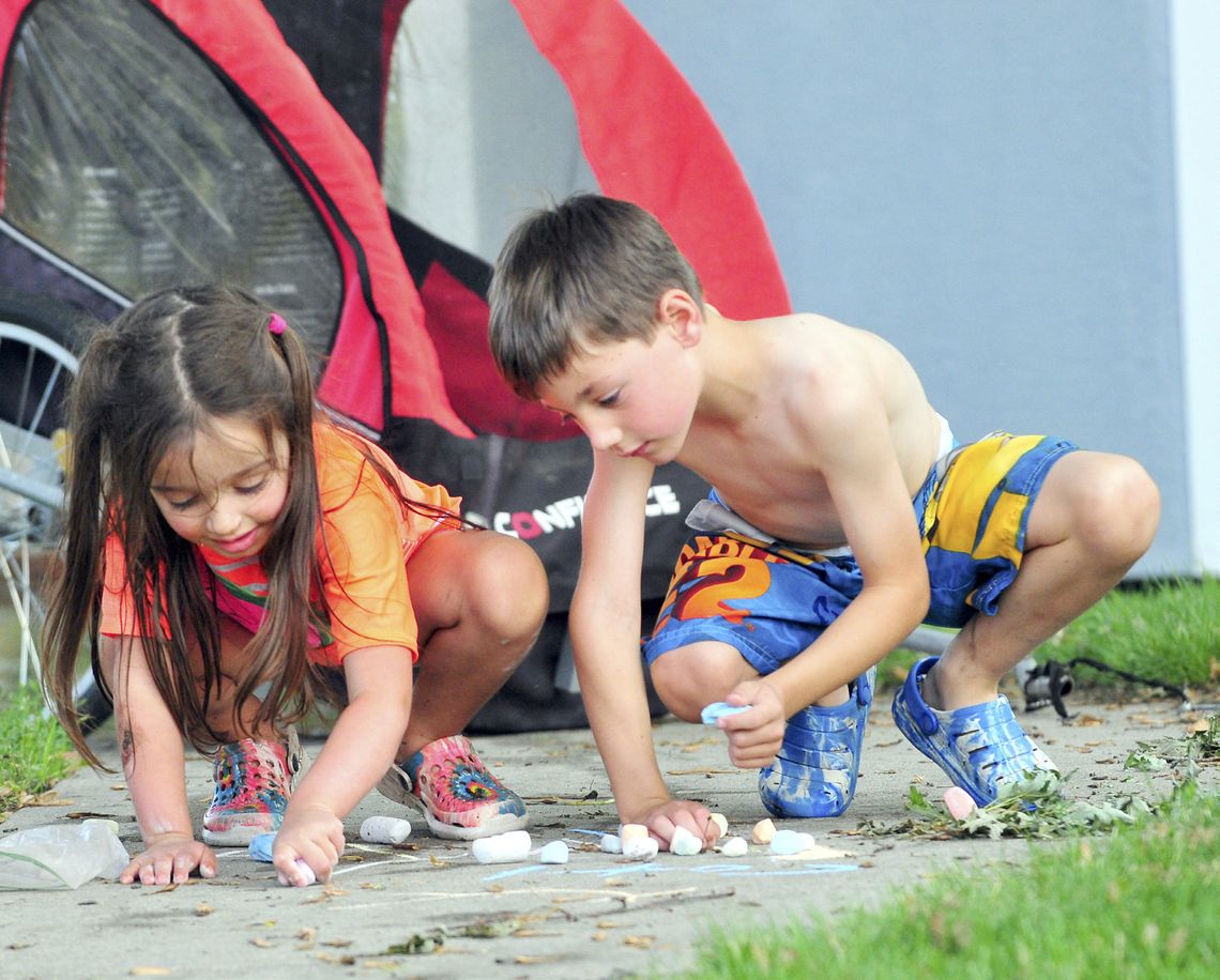 Sibling Sidewalk Fun