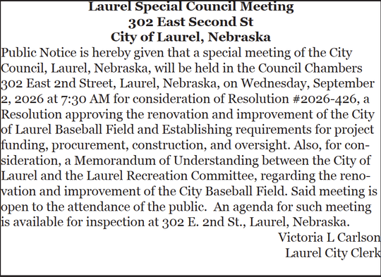 City of Laurel Meeting Notice