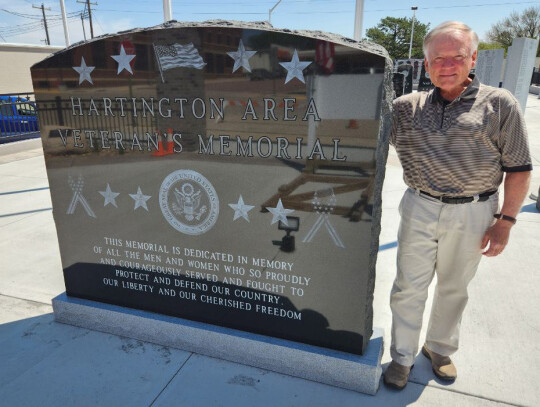 Dan Kathol admires one of the monuments at the new Veterans Memorial that shows the appreciation of Hartington residents, paast and present, for the sacrifices of our military men and women. Mark Mahoney | Cedar County News