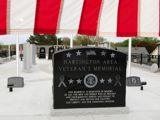 The Hartington veterans memorial is prominantly located in downtown Hartington just across the street from the Historic Hartington Hotel. Darin Epperly | Cedar County News