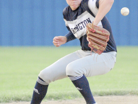 The Hartington Pony’s played a busy schedule last week. (above) Hartington catcher Micah Cattau of Hartington Pony Navy team misses the throw to home as Wyatt Schroth of Plainview slides safely into home plate during Thursday night baseball action. (lef