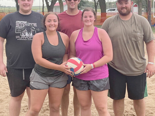 The Nordhues team won first place in the tournament. The team includes (back row) Paul Konechne, Michael Rademeyer, Mitchell Nordhues, (front row) Grace Nordhues and Kayla Nordhues. Jackie Loberg|Randolph Times