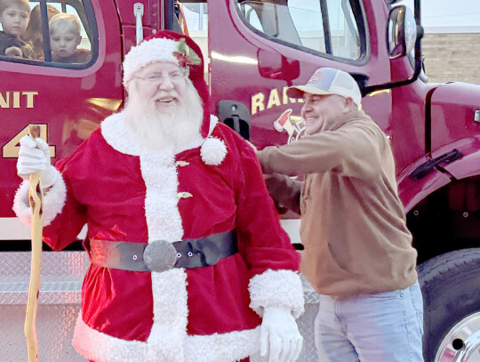 Harrison Kuhl (above) wasn’t the only little one to have an adverse reaction to Santa at this year’s Blast from the Past Friday night. Despite the tears, Santa said Kuhl hadn’t made it onto the naughty list . . . yet. Jim Scott, Randolph’s Fire Ch