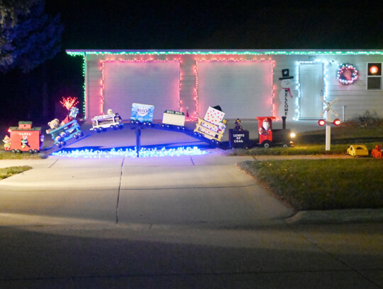 The Gordon and Kathy Yunker home and garage earned top honors in this year's Hartington Chamber of Commerce home-decorating contest. The Yunkers always work hard to put up a festive Christmas display. This year, they decorated their garages and the house.