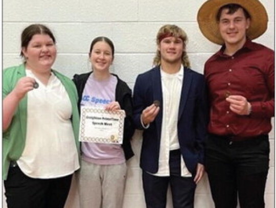 Kennedy Hall, Laney Folkers, Kolten Settje and Jackson Hall all earned medals at the Creighton speech meet on March 2.