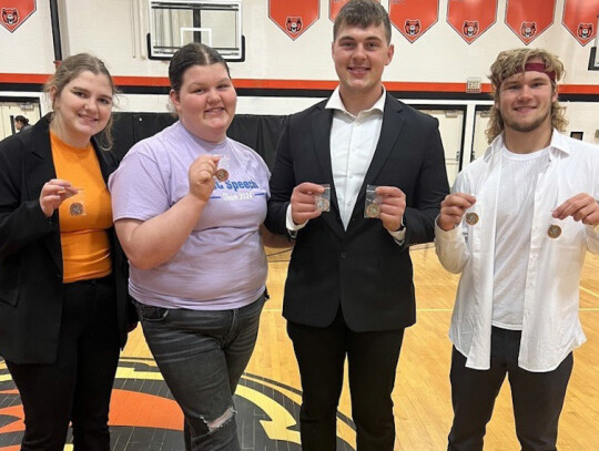 Clara Brummels, Kennedy Hall, Jackson Hall and Kolten Settje all earned medals at the Laurel-Concord-Coleridge speech meet.