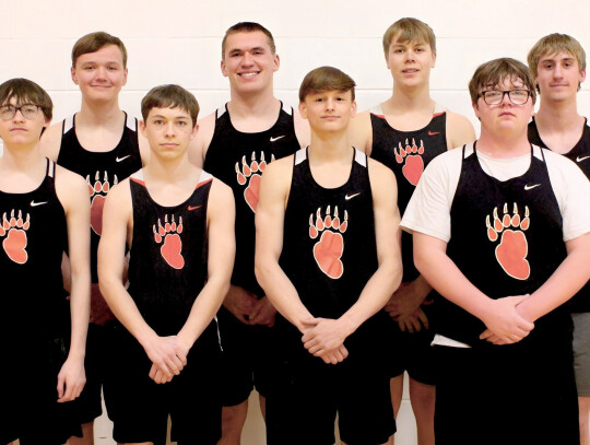 Members of the LCC boys track team include: (back row) Jericho Langford, Christian Staples, Walker Stone, Kayton Hall, Tyler Olson, Shane Langford, (front row) Luke Jackson, Hunter Benson, Preston Rose and Noah Larson. Not pictured are: Tyler Boysen and C