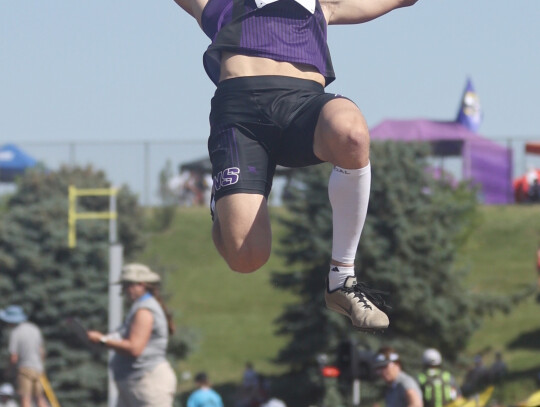 Hartington-Newcastle’s Cole Rosener produced a jump of 20-- 09.75 at the State Track Meet to earn a seventh-place medal. Jeremy Buss | Cedar County News